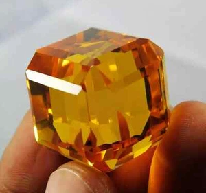 265 Ct Certified Natural Brazilian Yellow Color Citrine Cube Cut Loose Gemstone - Picture 1 of 13
