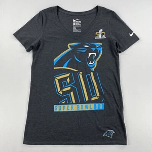 Nike Womens Carolina Panthers T-Shirt Super Bowl 50 Grey Size Medium - Picture 1 of 9