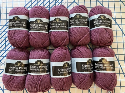 Coats & Clark Royal Mouline DUSTY VIOLET 批量 10 个骨架纱线 100% 羊毛 — 第 1/4 张图片