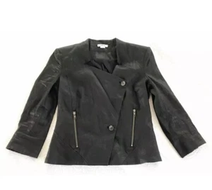 Helmut Lang Woman's Sz10 Moto Style Black Crop Blazer Jacket Fits 8/10/12 - Picture 1 of 6