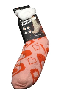 NWT Heat Trendz Sherpa Slumber Socks - One Size Fits All Unisex /orange Hearts - Picture 1 of 4