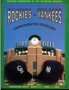 1995 COLORADO ROCKIES Vs New York Yankees SCORECARD MAGAZINE PROGRAM EX-MINT - Picture 1 of 1