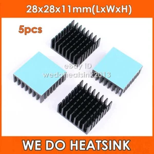 5Pcs 28x28x11mm Heat Sink Cooler Black Anodized For CPU IC BGA CHIP With Pads - Afbeelding 1 van 5