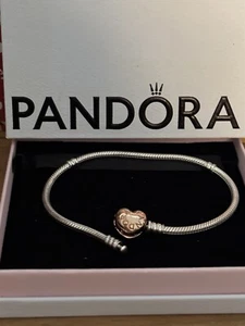 Pandora Rose Gold Heart Closure Moments Bracelet. 20cm - Picture 1 of 1