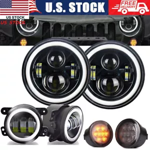 For Jeep Wrangler JK 2007-2018 Combo DOT 7'' LED Headlights Turn Fog Lights Kits - Bild 1 von 20