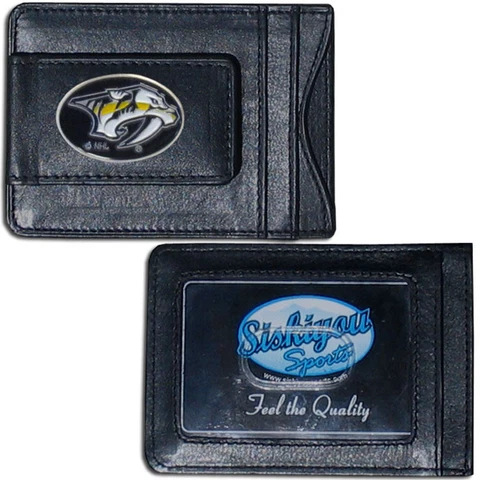 Nashville Predators Fine Leather Money Clip Card Cash Holder Wallet NHL Licensed Cover