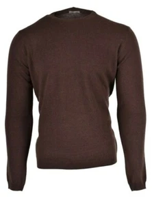 NUEVO Stile Latino Attolini cuello redondo cachemir suéter EU 56 US 46 XL marrón - Imagen 1 de 3