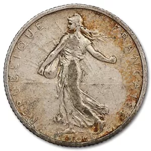 France - 1 francs Semeuse 1908 argent - F.217/13 - Gad.467 - KM.844 - Oscar Roty - Imagen 1 de 2