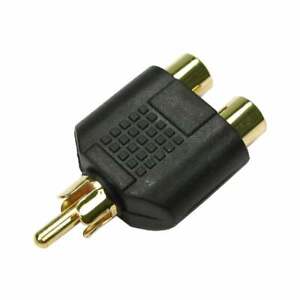 RCA Phono Y Splitter Adaptor Connector 2 x Female to 1 x Male Audio Video GOLD