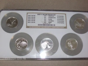 2007 SILVER 5-COIN QUARTER PROOF SET NGC PF69 ULTRA CAMEO (MT,WA,ID,WY,UT) - Picture 1 of 2