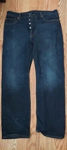 levi 501 button fly work jeans blue tag reads 34 x 30 measures 36 x 28 - Picture 1 of 10