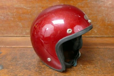 Casco de motocicleta vintage PREMIER 1 - escamas de metal rojo moto de nieve cara abierta Foto 1 de 4