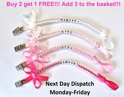 Personalised Dummy Clip. Any Name. Any Colour. Plastic Metal Clip • 3£