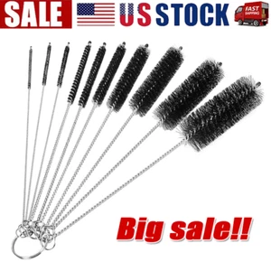 US Nylon Straw Brush Cleaner Bottle Tube Pipe Small Long Cleaning 10Pcs Set - Picture 1 of 12