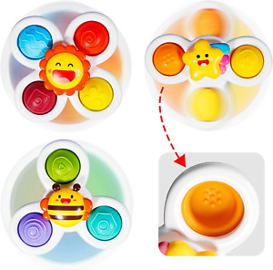 3PCS Star Suction Cup Spinner Toys for 1 Year Old Sensory Baby Bath for Toddlers