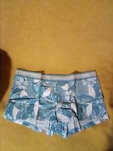Victoria Secret Blue/White Tropical Boy Short Logo Panty Size S/P "NWT"