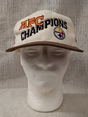Vintage Pittsburgh Steelers 1995 AFC Champions AJD Snapback Hat Cap NFL White - Image 1 of 4