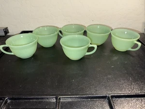 6 tazas de té vintage Fire King para horno de jadeíta Jane Ray hechas en EE. UU. - Imagen 1 de 7