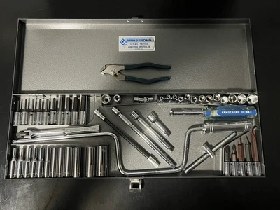 NOS 16-193 Armstrong 1/4 SAE Socket Set/Allen/Breaker Bar/Speed Wrench USA Made - Image 1 of 4