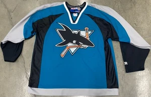 Maglia Vintage San Jose Sharks NHL Hockey CCM Uomo Teal Taglia XL Made In Canada - Foto 1 di 5