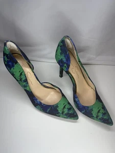 Jessica Simpson Damenschuhe Größe 8 blau grün D'Orsay spitz zulaufende Pumps Stoff - Bild 1 von 12