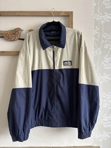 Chaqueta Chándal Ellesse Vintage Años 90’s Cremallera Ligera Beige Azul Marino Talla XL - Imagen 1 de 11