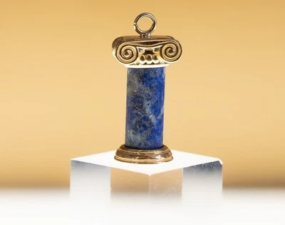 YazbuKey лазурит цилиндр ожерелье 14k позолоченное серебро новый - Изображение 1 из 4