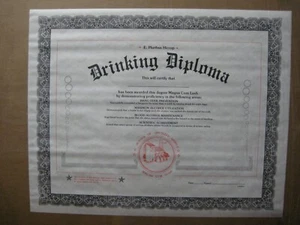 Drinking Diploma Vintage 1980's poster funny comical 13995 - Picture 1 of 5