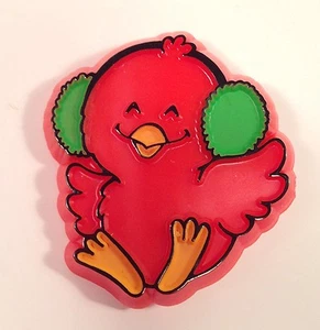 Hallmark Red Bird with Earmuffs CARDINAL PIN Lapel Flat Brooch Vintage 1981 MIP - Picture 1 of 4