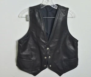 Concealment Shop Men's Black Leather Snap Up Reversible Vest Holster Pocket - Picture 1 of 8