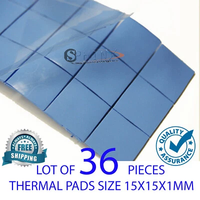 36x Almohadilla conductora de silicona térmica 15x15x1mm para chip disipador térmico PS 2 3 4 GPU CPU Foto 1 de 3