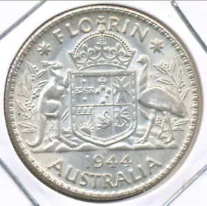 Australia 1944-S One Florin 2/- George VI (Silver) - Uncirculated (E27352) - Foto 1 di 3