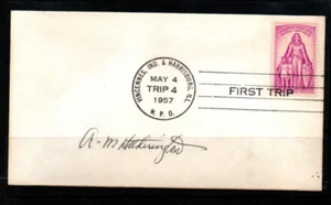 U.S. 1957 Vincennes & Harrisburg Highway Post Office HPO Trip 4 Postmaster signd - Picture 1 of 1