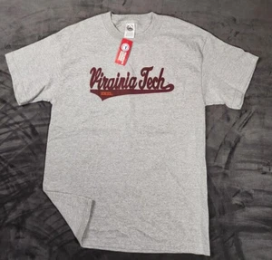 Virginia Tech Hokies Classic Logo Embroidered Grey T Shirt Mens Medium NWT - Picture 1 of 6