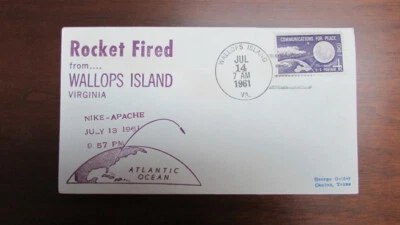 UNITED STATES ROCKET FIRED WALLOPS NIKE APACHE 7-14-1961 9:57 ADDRESSED COVER - Image 1 of 2