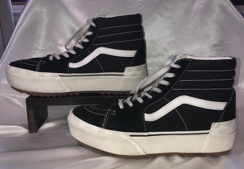 Scarpe Vans Sk8 Hi scamosciate suola spessa nero bianco righe unisex taglia uomo 9 5 donna 11