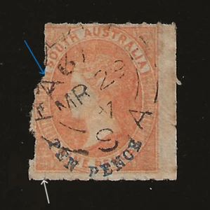 South Australia, SG 35 used. Interesting offset roulettes. - Picture 1 of 2