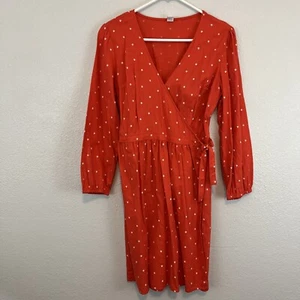 OLD NAVY Wrap Dress V Neck Daisy Print Orange White Blue Size Small - Imagen 1 de 6