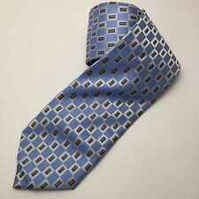 Henry Jacobson 100% Silk Hand Made In China Mens Neck Tie Xtra LG Blue Gold SQ