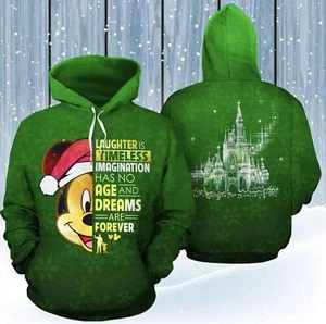 Mickey Mouse Face Christmas Quote Green Hoodie 3d - all printed - Picture 1 of 3