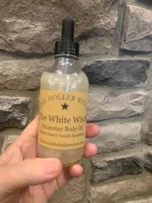 White Witch Body Shimmer Oil Crystal Infused Black Cherry Vanilla Raspberry 4oz - Image 1 of 2