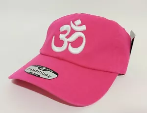 Om Aum Ohm Yoga Namaste Symbol 3D Embroidered Ball Cap Dad Hat Pink & White Hat - Picture 1 of 7