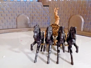 1 Reamsa Chariot 60mm black horses Plastic (Feb. listing) - Picture 1 of 6
