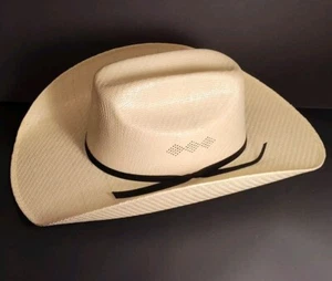 Cowboyhut Twister Hüte Western gewebt steif Strohhut belüftet Kind Größe XL EUC - Bild 1 von 9
