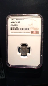 1901 Canada Five Cents NGC ABOUT UNCIRCULATED 5C Coin BUY IT NOW! - Picture 1 of 4