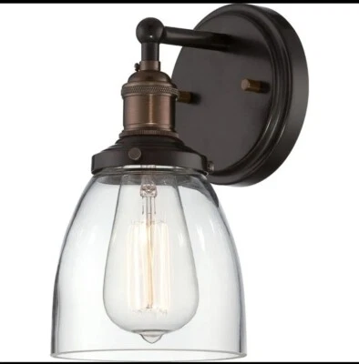 Nuvo Lighting Vintage 1 Light Sconce with Clear Glass, Rustic Bronze - 60-5514 - Image 1 of 2