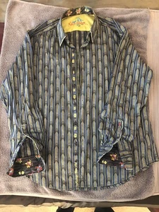 Robert Graham Designer Hemd Langarm Flip Cuff Blau | Herren XL Shirt - Bild 1 von 5