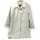 Eddie Bauer Women's Trench Coat Christine Jacket Size Large Sand Button Up NEW