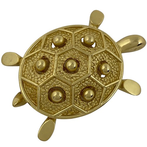 Spilla design Christian Dior motivo tartaruga spilla placcata oro donna