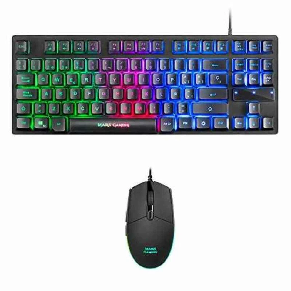 Clavier et Souris Gaming Mars Gaming MCPTKLES 3200 dpi RGB Noir Espagnol Qwer - Photo 1/1